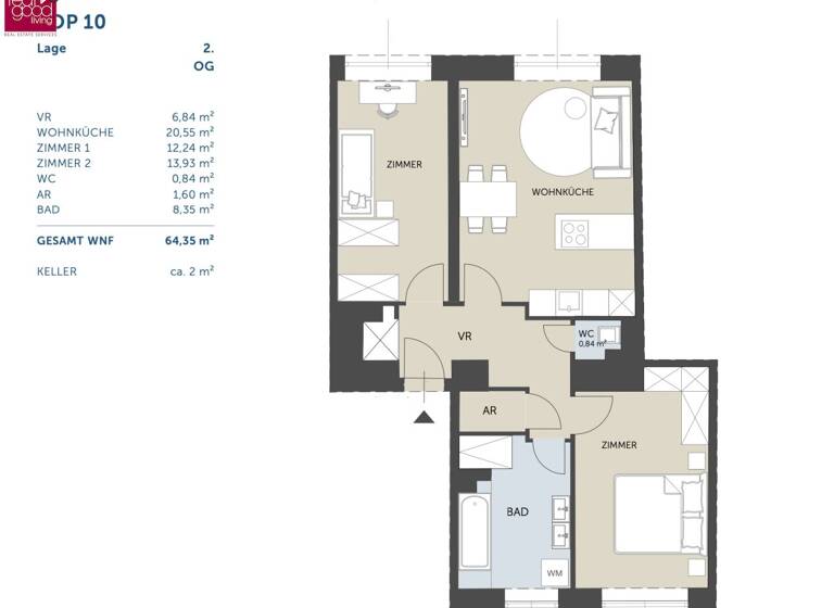 Wohnung zum Kauf 850.000 € 3 Zimmer 65 m² 1. Geschoss Wien 1010