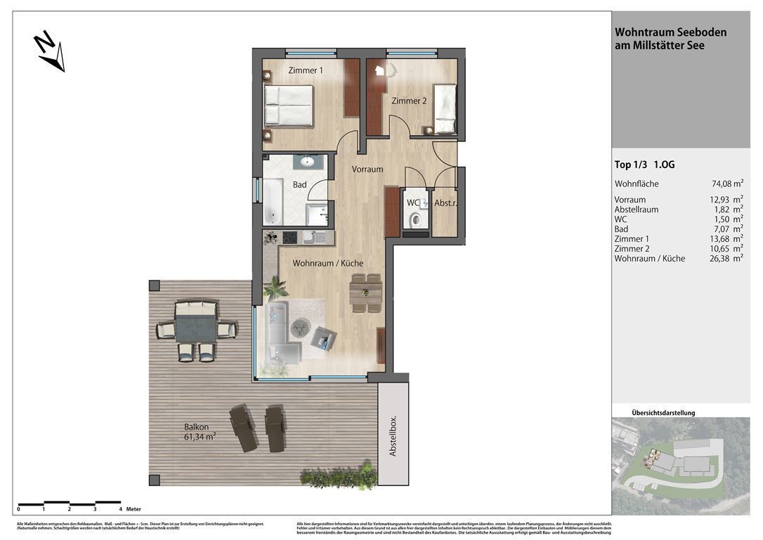 Wohnung zum Kauf 863.000 € 3 Zimmer 79 m²<br/>Wohnfläche 1.<br/>Geschoss Seeblickweg 24 Seeboden 9871