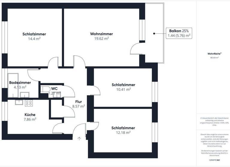 Wohnung zum Kauf 95.000 € 4 Zimmer 83 m² 3. Geschoss In den Bärenkämpen 27 Innenstadt Minden 32425