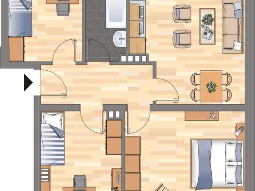 Wohnung zur Miete 409 € 3 Zimmer 60,3 m² 1. Geschoss Dirschauer Straße 28 Fedderwardergroden Wilhelmshaven 26388