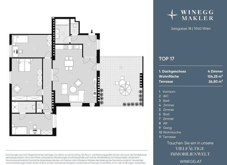 Wohnung zum Kauf - Erstbezug 1.299.000 € 4 Zimmer 124,3 m² 3. Geschoss Seisgasse 18 Wien 1040