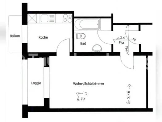 Terrassenwohnung zur Miete Tauschwohnung 750 € 1 Zimmer 43 m² 2. Geschoss Alsterdorf Hamburg 22307