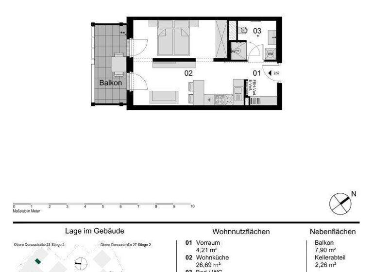 Wohnung zum Kauf - Erstbezug 353.000 € 1,5 Zimmer 36 m² 4. Geschoss Obere Donaustraße 23 Wien 1020