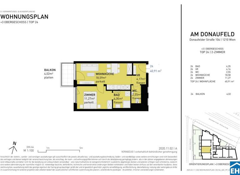 Wohnung zum Kauf - Erstbezug 289.500 € 2 Zimmer 40,9 m² 3. Geschoss Donaufelder Straße Wien 1210