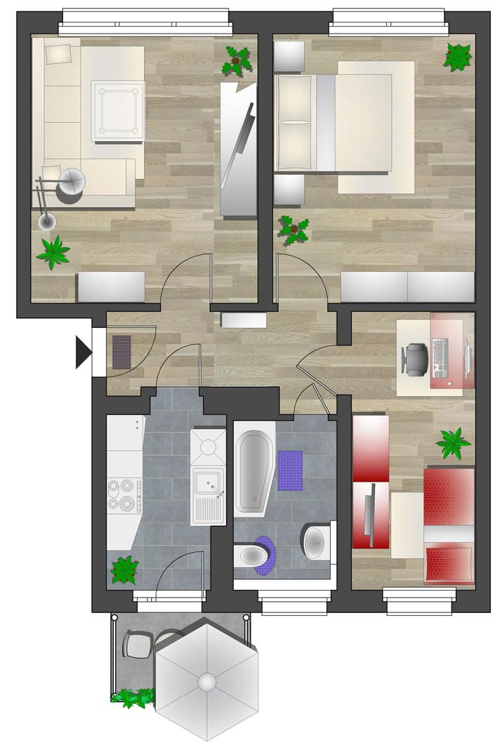 Wohnung zur Miete 358 € 3 Zimmer 59,3 m²<br/>Wohnfläche 2.<br/>Geschoss 16.03.2025<br/>Verfügbarkeit Gustav-Freytag-Str. 5 Zentrum 013 Chemnitz 09111