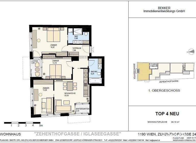 Wohnung zum Kauf - Erstbezug 988.100 € 4 Zimmer 94,1 m² 1. Geschoss Wien 1190