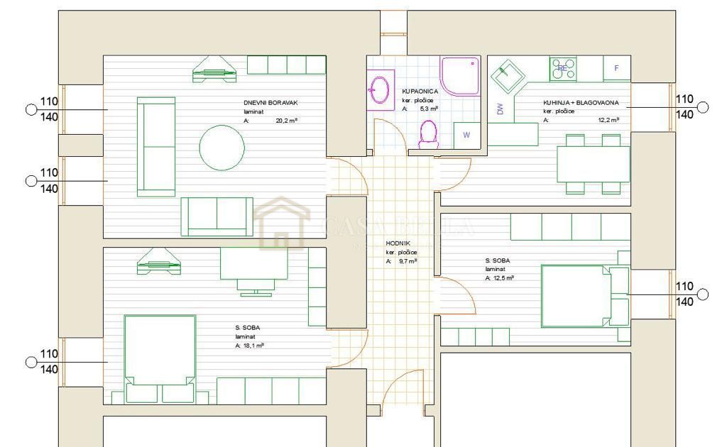 Wohnung zum Kauf 145.000 € 3 Zimmer 78 m²<br/>Wohnfläche Rijeka