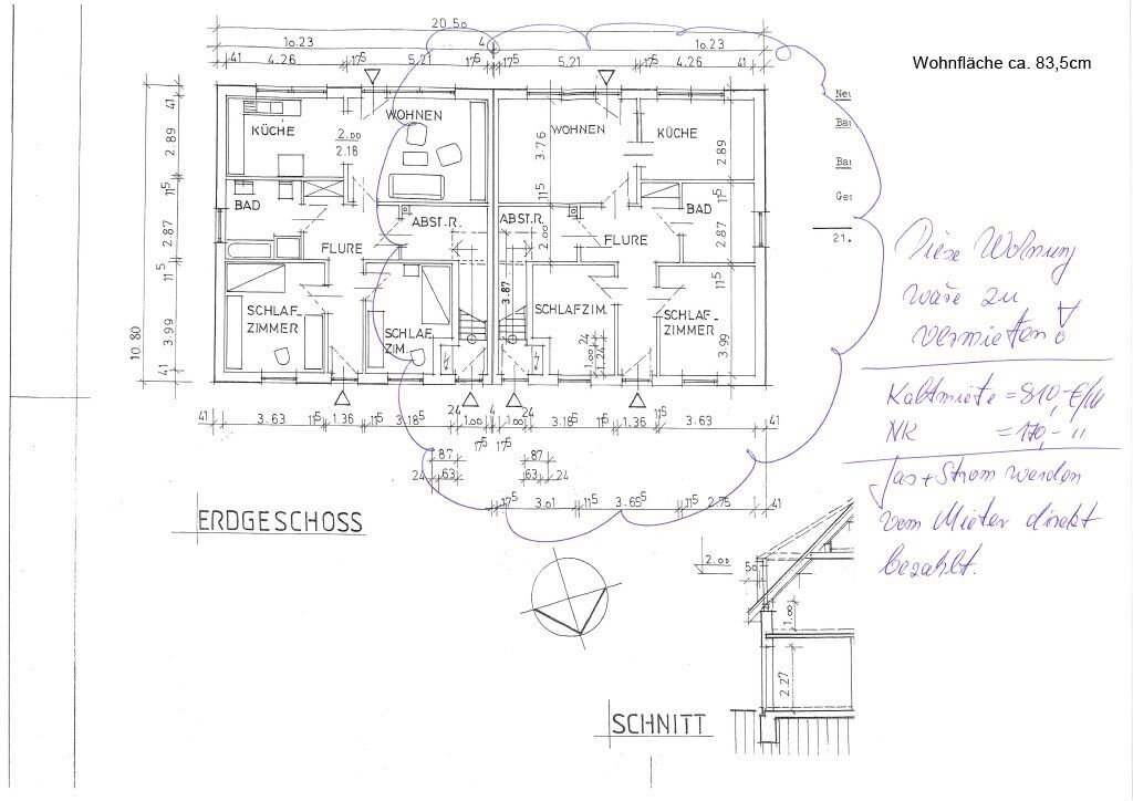 Wohnung zur Miete 810 € 3 Zimmer 84 m²<br/>Wohnfläche EG<br/>Geschoss ab sofort<br/>Verfügbarkeit Töpferweg Wildeshausen 27793