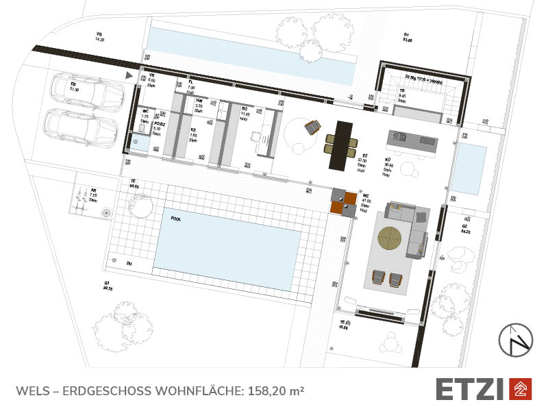 Einfamilienhaus zum Kauf provisionsfrei 1.750.000 € 6 Zimmer 264 m²<br/>Wohnfläche 694 m²<br/>Grundstück Grabenhof Wels 4600