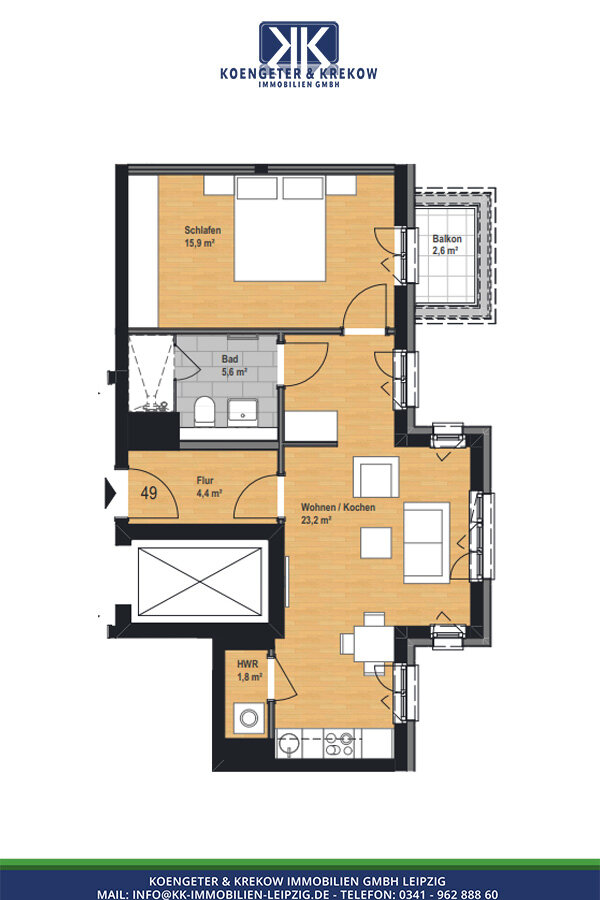 Wohnung zur Miete 749 € 2 Zimmer 53,5 m²<br/>Wohnfläche 4.<br/>Geschoss Prager Straße 105 Reudnitz-Thonberg Leipzig 04317