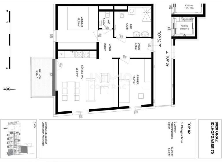Wohnung zur Miete 624 € 3 Zimmer 68 m² Idlhofgasse 70 Gries Graz 8020