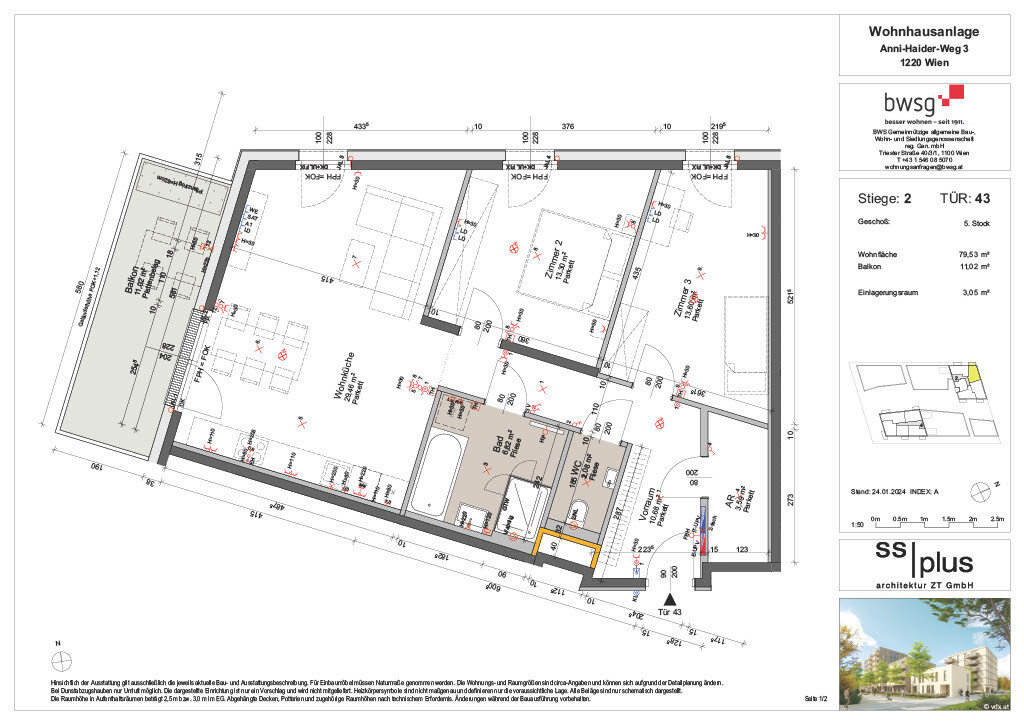 Wohnung zur Miete 1.174 € 3 Zimmer 79,5 m²<br/>Wohnfläche 5.<br/>Geschoss ab sofort<br/>Verfügbarkeit Anni-Haider-Weg 3 Wien 1220