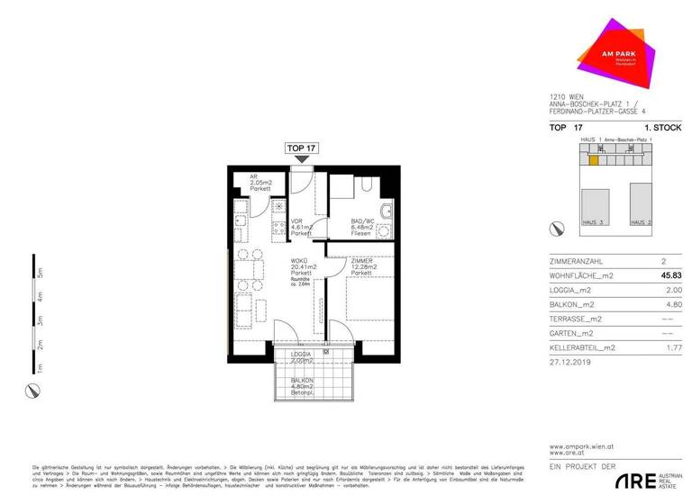 Wohnung zur Miete 588 € 2 Zimmer 45,8 m² 1. Geschoss Anna-Boschek-Platz 1 Wien 1210