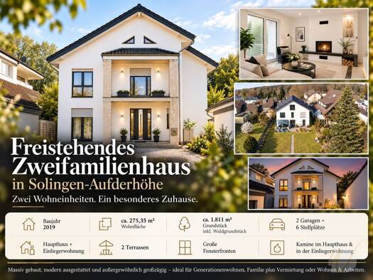 Mehrfamilienhaus zum Kauf - Erstbezug 959.000 € 7 Zimmer 275 m² 1.811 m² Grundstück Ohligs-Aufderhöhe Solingen 42699