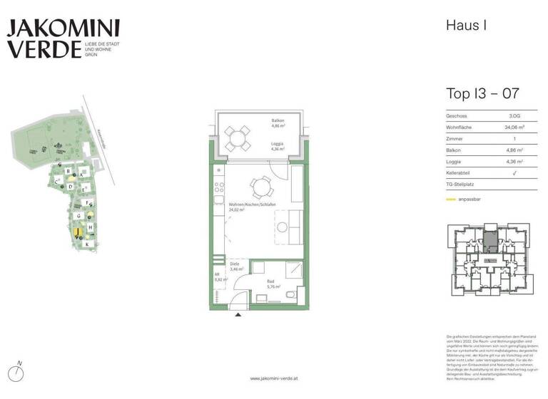Studio zum Kauf - Erstbezug 188.000 € 1 Zimmer 34,1 m² 3. Geschoss Kasernstraße 30I Jakomini Graz 8010