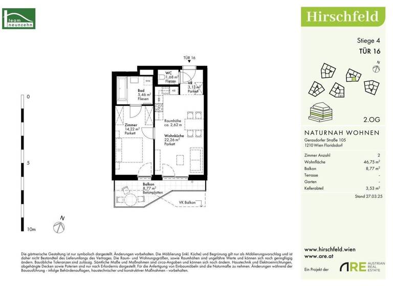 Wohnung zum Kauf - Erstbezug provisionsfrei 291.000 € 2 Zimmer 46,8 m² 2. Geschoss Gerasdorfer Straße 105 Wien 1210