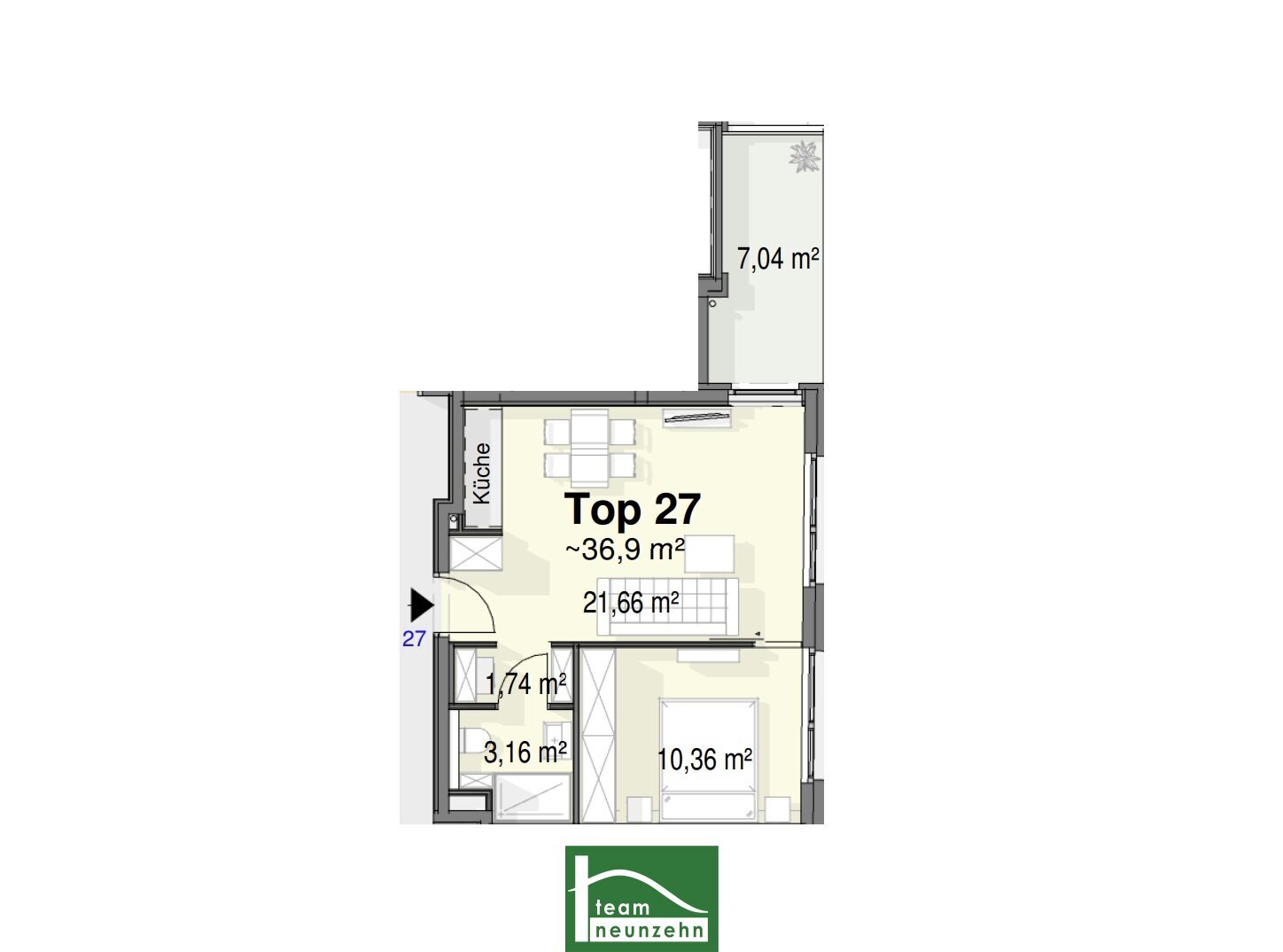 Wohnung zum Kauf 190.000 € 2 Zimmer 36,9 m²<br/>Wohnfläche 2.<br/>Geschoss Bahnhofstraße 22 Strasshof an der Nordbahn 2231