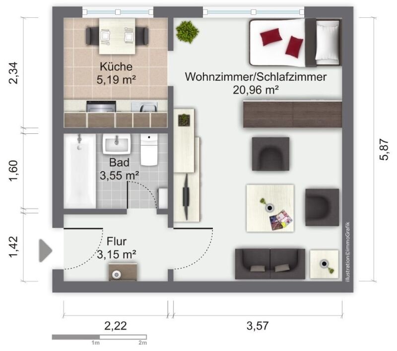 Wohnung zur Miete 208 € 1 Zimmer 32,6 m²<br/>Wohnfläche EG<br/>Geschoss Hussitenstr. 35 Königshufen Görlitz 02828