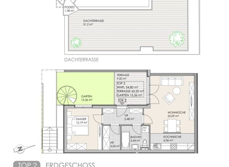 Wohnung zum Kauf 349.000 € 2 Zimmer 54,8 m² EG Wien 1160