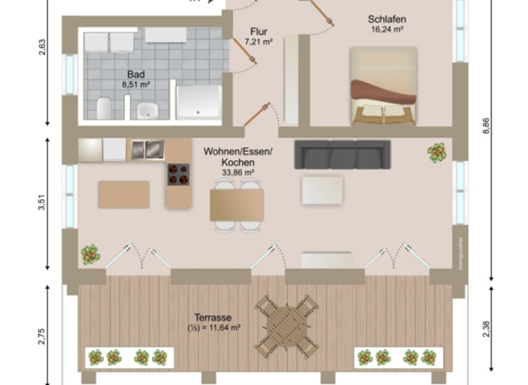 Wohnung zum Kauf - Erstbezug provisionsfrei 423.600 € 2 Zimmer 77,5 m² Mitterfels 94360