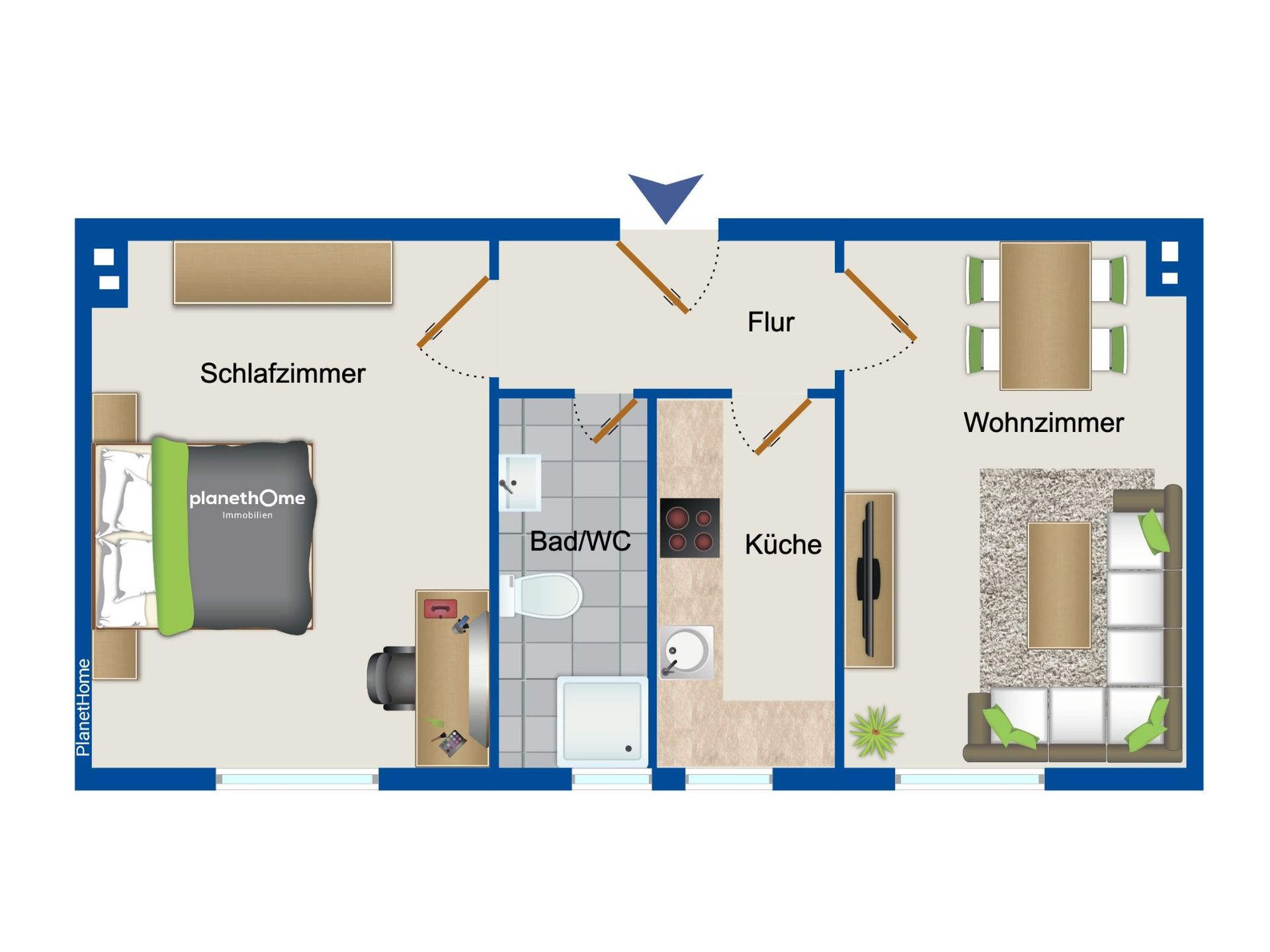 Wohnung zum Kauf 97.000 € 2 Zimmer 49 m²<br/>Wohnfläche 1.<br/>Geschoss Friedrich-Engels-Allee Wuppertal 42283