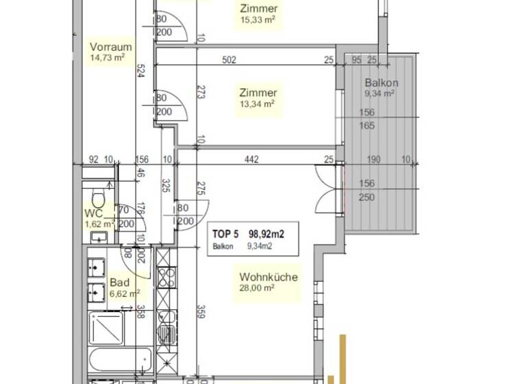 Wohnung zur Miete 1.250 € 4 Zimmer 98,9 m² 1. Geschoss Waidhausenstraße Wien 1140