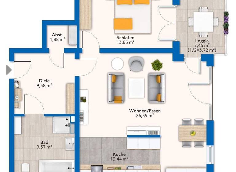 Wohnung zur Miete - Erstbezug 900 € 2 Zimmer 78,2 m² 1. Geschoss Landau 94405