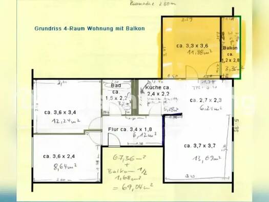 Wohnung zur Miete Tauschwohnung 500 € 3,5 Zimmer 69 m² 7. Geschoss Zentrum-Südost Leipzig 04103