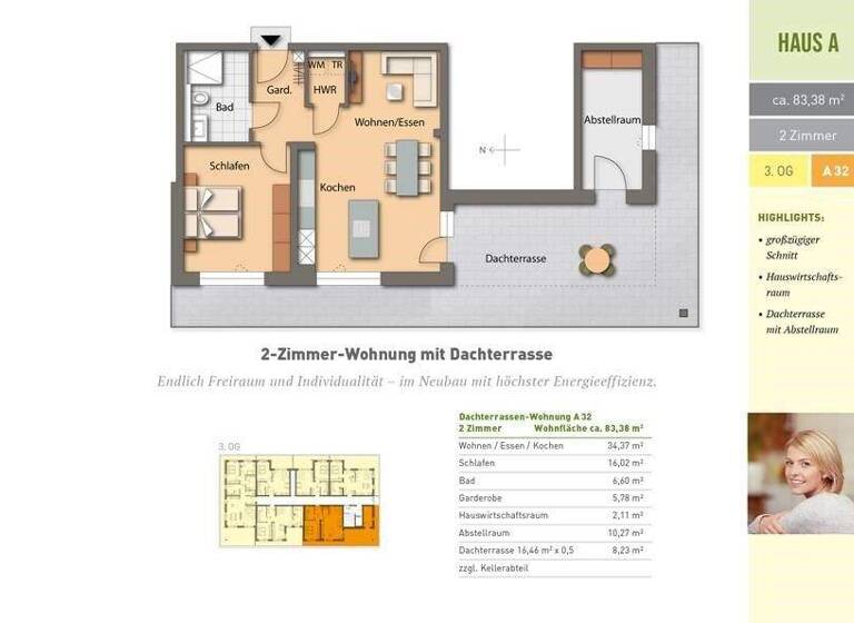 Wohnung zum Kauf 429.407 € 2 Zimmer 83,4 m² 3. Geschoss Deining 92364