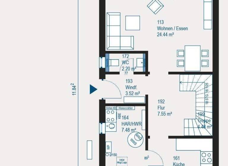 Doppelhaushälfte zum Kauf 367.879 € 4 Zimmer 112 m² 245 m² Grundstück Frohnhausen Essen 45144