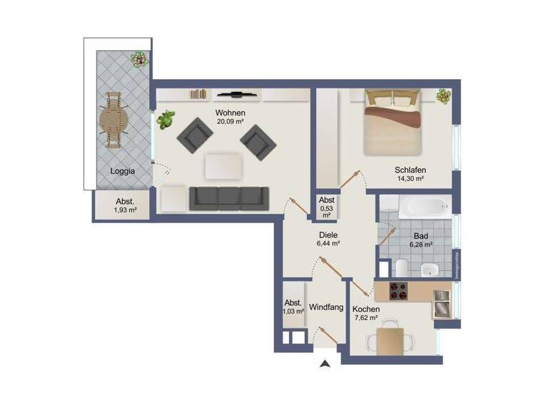 Wohnung zur Miete 520 € 2 Zimmer 63 m² 2. Geschoss Jever 26441