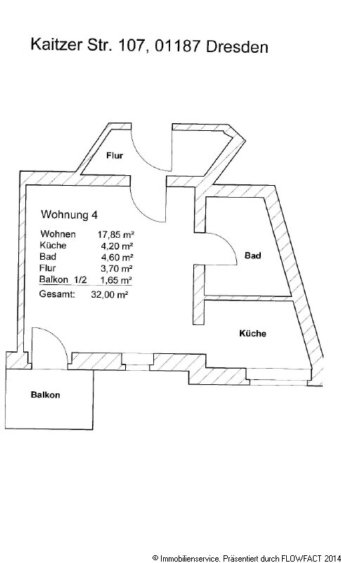 Wohnung zur Miete 352 € 1 Zimmer 32 m²<br/>Wohnfläche ab sofort<br/>Verfügbarkeit Kaitzer Straße 107 Plauen (Nöthnitzer Str.) Dresden 01187