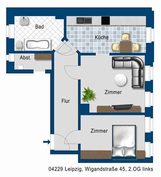 Wohnung zur Miete 433 € 2 Zimmer 59,6 m²<br/>Wohnfläche 2.<br/>Geschoss 06.12.2024<br/>Verfügbarkeit Wigandstr. 45 Kleinzschocher Leipzig 04229