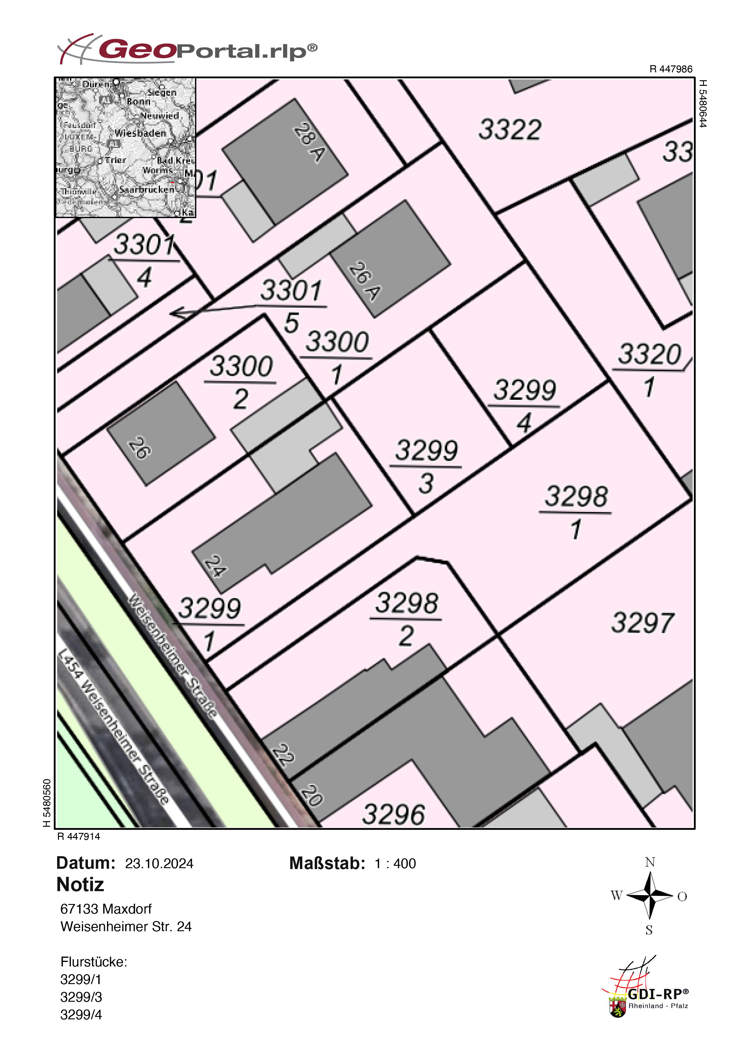 Grundstück zum Kauf 270.500 € 546 m²<br/>Grundstück Weisenheimer Straße 24 Maxdorf 67133