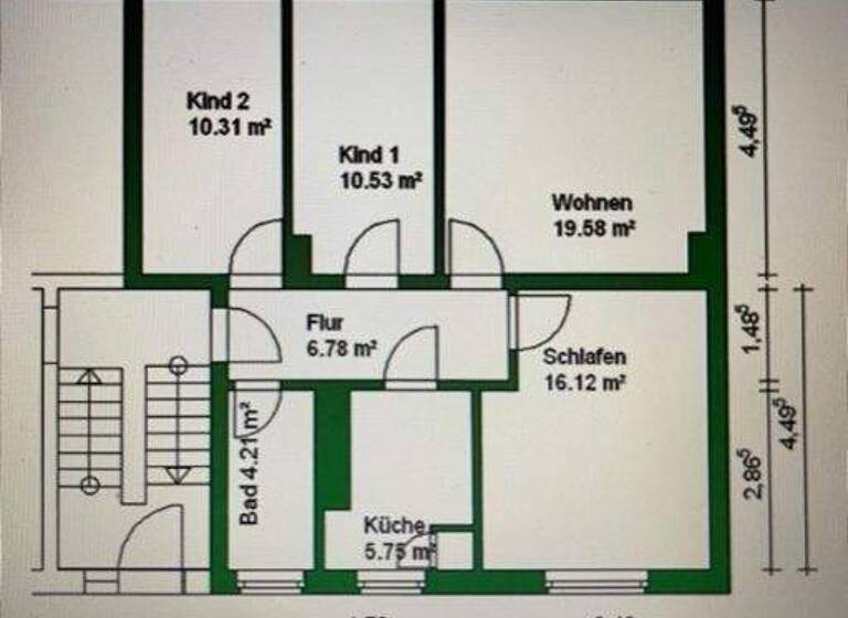 Wohnung zur Miete 450 € 4 Zimmer 73,3 m² 3. Geschoss frei ab sofort Zeitz 06712