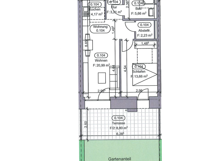 Terrassenwohnung zur Miete 1.025 € 2 Zimmer 59 m² Geschoss EG/2 frei ab sofort Wörthstraße 20 Bamberg 96052
