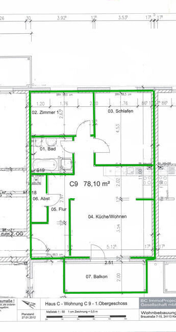 Wohnung zum Kauf 297.000 € 3 Zimmer 78,1 m²<br/>Wohnfläche 1.<br/>Geschoss Hassee Bezirk 4 Kiel / Hassee 24113