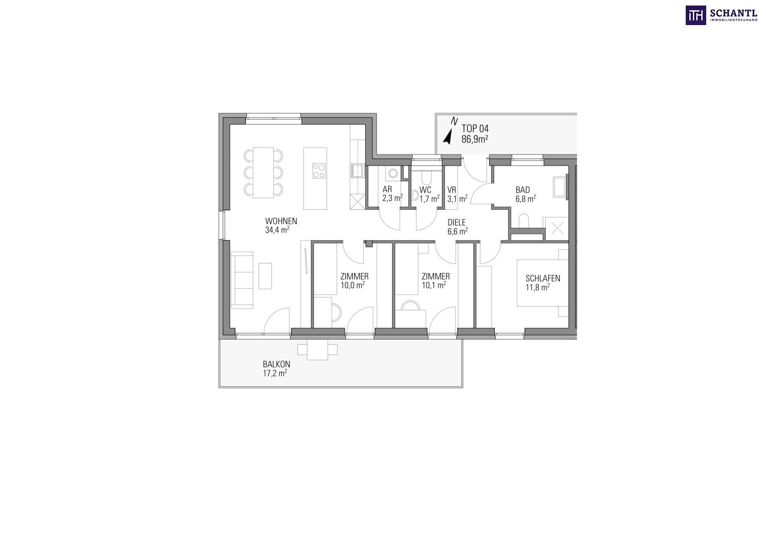 Wohnung zum Kauf 335.900 € 4 Zimmer 87 m²<br/>Wohnfläche 1.<br/>Geschoss Zirbenweg Kalsdorf bei Graz 8401