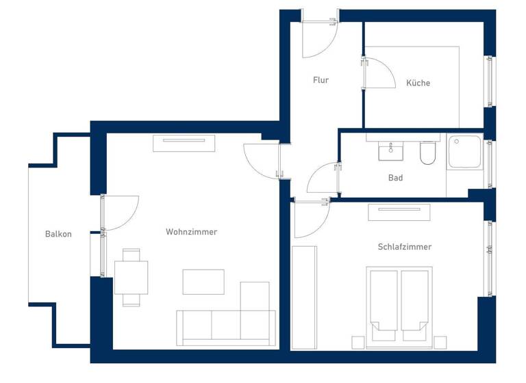 Wohnung zur Miete 1.295 € 2 Zimmer 62 m² 2. Geschoss Alsterweg 46c Lichterfelde Berlin 14167