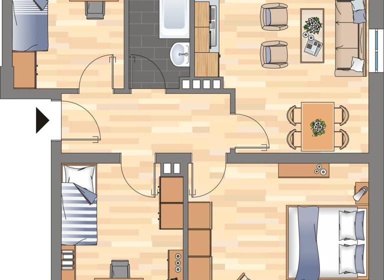 Wohnung zur Miete 409 € 3 Zimmer 60,3 m² 1. Geschoss frei ab 10.04.2026 Bromberger Straße 8 Fedderwardergroden Wilhelmshaven 26388