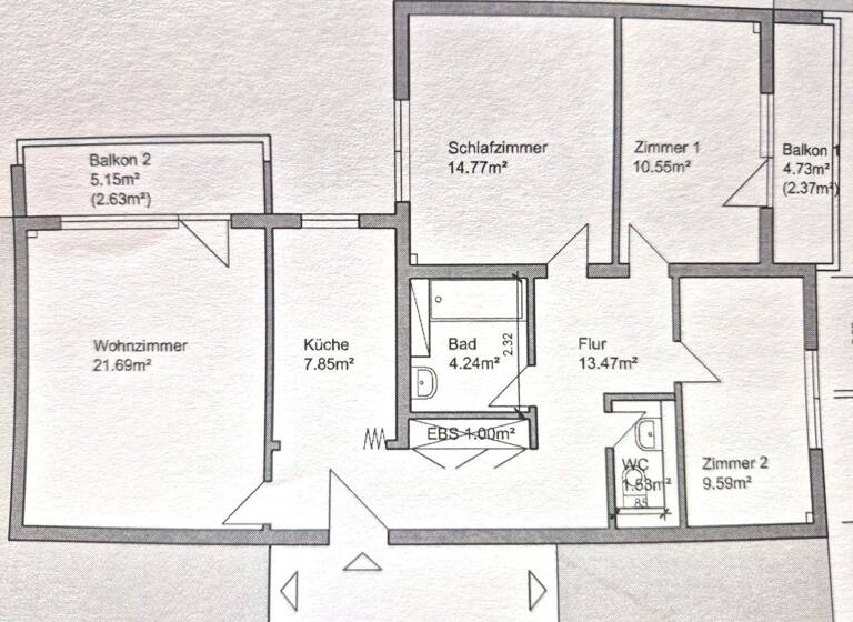 Wohnung zum Kauf 225.000 € 4 Zimmer 89 m² 3. Geschoss frei ab sofort Dietzenbach 63128