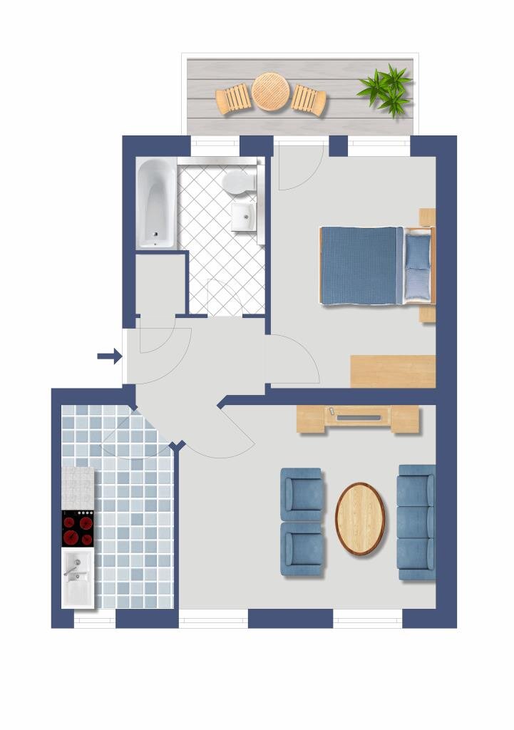 Wohnung zum Kauf provisionsfrei 86.900 € 2,5 Zimmer 57,1 m²<br/>Wohnfläche 1.<br/>Geschoss Am Himgesberg 9 Hüttenheim Duisburg 47259