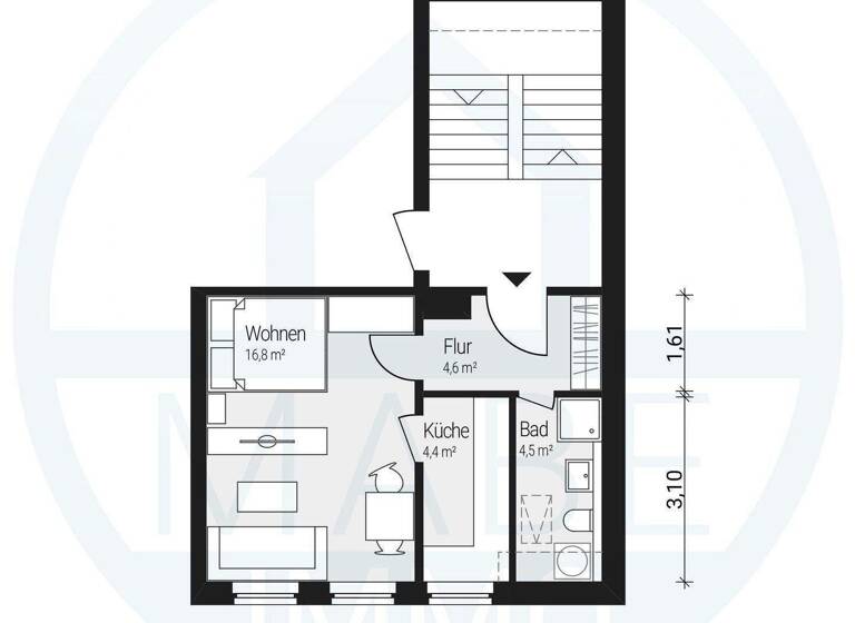 Studio zur Miete 180 € 1 Zimmer 29 m² 2. Geschoss frei ab sofort Treuen 08233