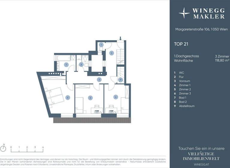 Wohnung zum Kauf 975.000 € 4 Zimmer 118,8 m² 1. Geschoss Margaretenstraße Wien,Margareten 1050