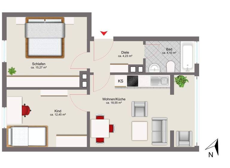 Wohnung zum Kauf 250.000 € 3 Zimmer 54,6 m² 1. Geschoss Hausham 83734