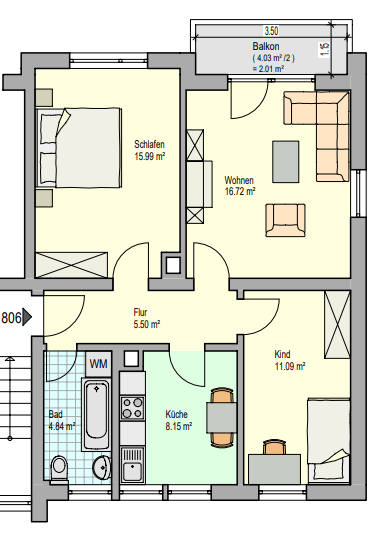 Wohnung zur Miete 535 € 3 Zimmer 62,9 m²<br/>Wohnfläche 2.<br/>Geschoss 01.03.2025<br/>Verfügbarkeit Sudetenstraße 18 Jebenhausen Göppingen 73035