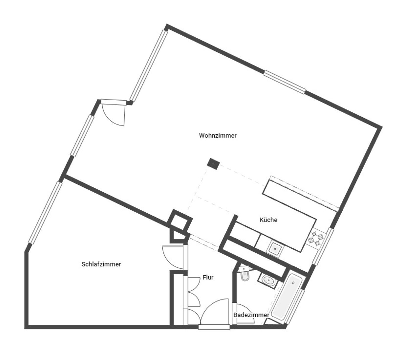 Wohnung zum Kauf 289.000 € 2 Zimmer 77,2 m²<br/>Wohnfläche EG<br/>Geschoss Dambachtal Wiesbaden 65193