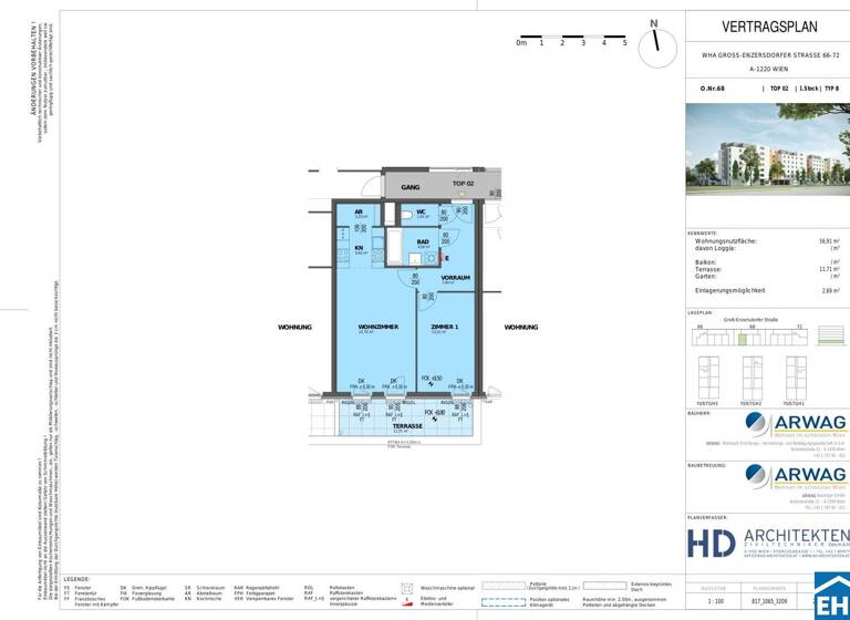 Wohnung zur Miete 784 € 2 Zimmer 56,9 m² 1. Geschoss Groß-Enzersdorfer Straße 68 Wien 1220