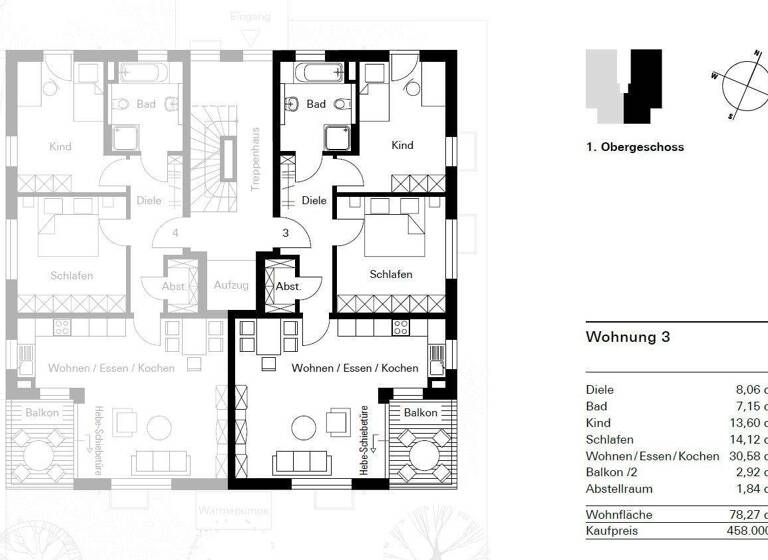 Wohnung zum Kauf provisionsfrei 458.000 € 3 Zimmer 78,3 m² Memmingen 87700