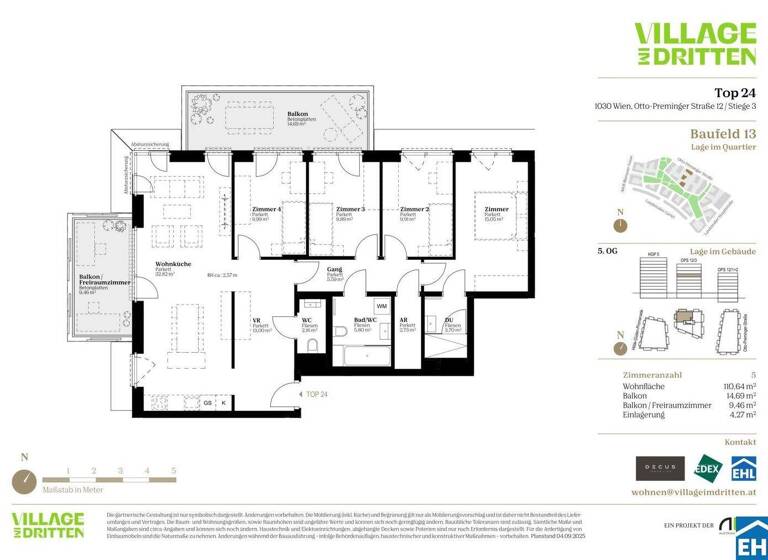 Wohnung zum Kauf - Erstbezug 951.000 € 5 Zimmer 110,6 m² 5. Geschoss Otto-Preminger-Straße Wien 1030